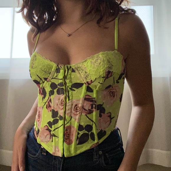 Urban Outfitters green floral corset NWT✨HOST PICK - Picture 3 of 7
